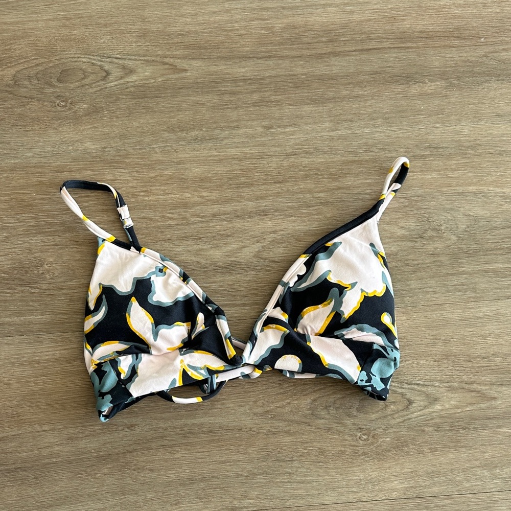 Maaji Black and Yellow Floral Bikini Top